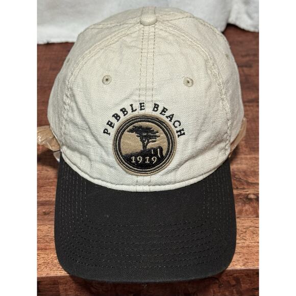 Pebble Beach by the Game PGA 1919 Hat / Cap LinenOpen Adjustable Strapback Beige - Picture 1 of 5
